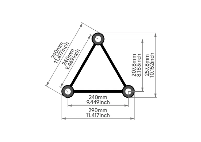 WTC HT33 Series Triangle Truss Spigot Truss Cross Sectional View