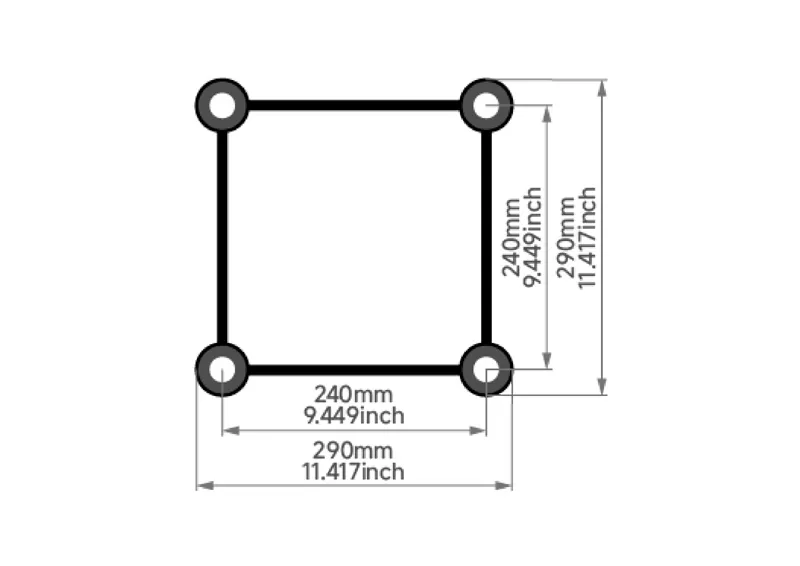 WTC HT34 Series Square Spigot Truss Cross Sectional View